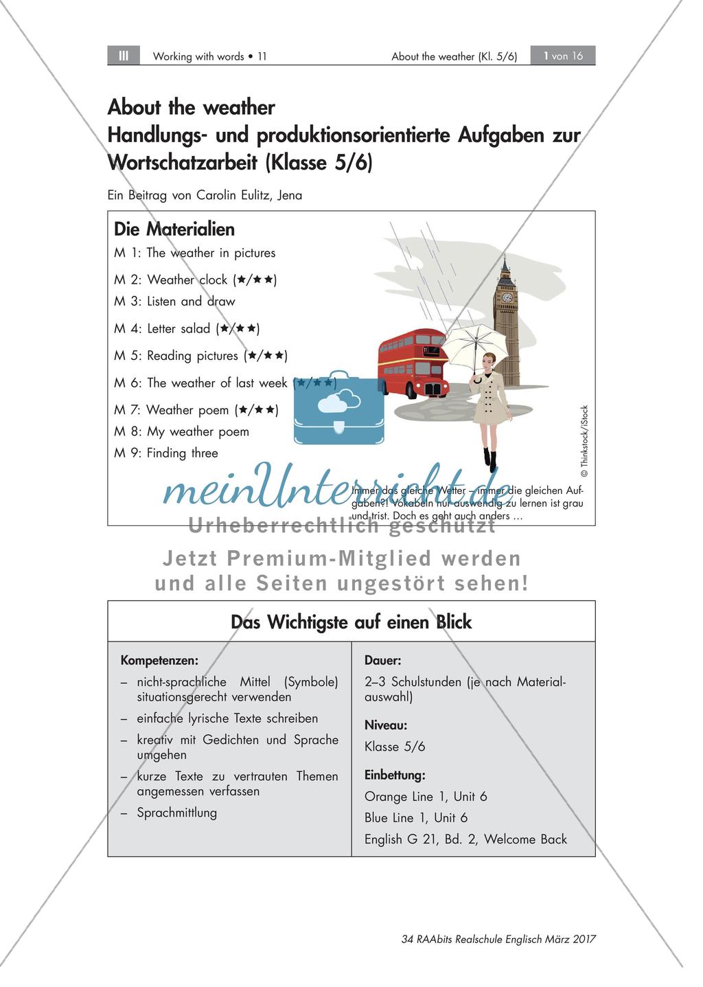 Handlungs- und produktionsorientierte Wortschatzarbeit: Weather Preview 1