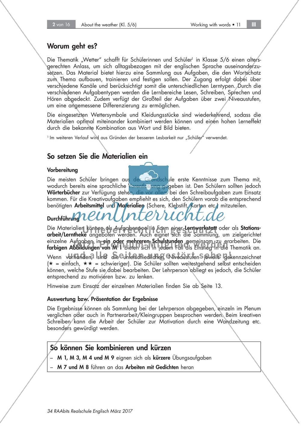 Handlungs- und produktionsorientierte Wortschatzarbeit: Weather Preview 2