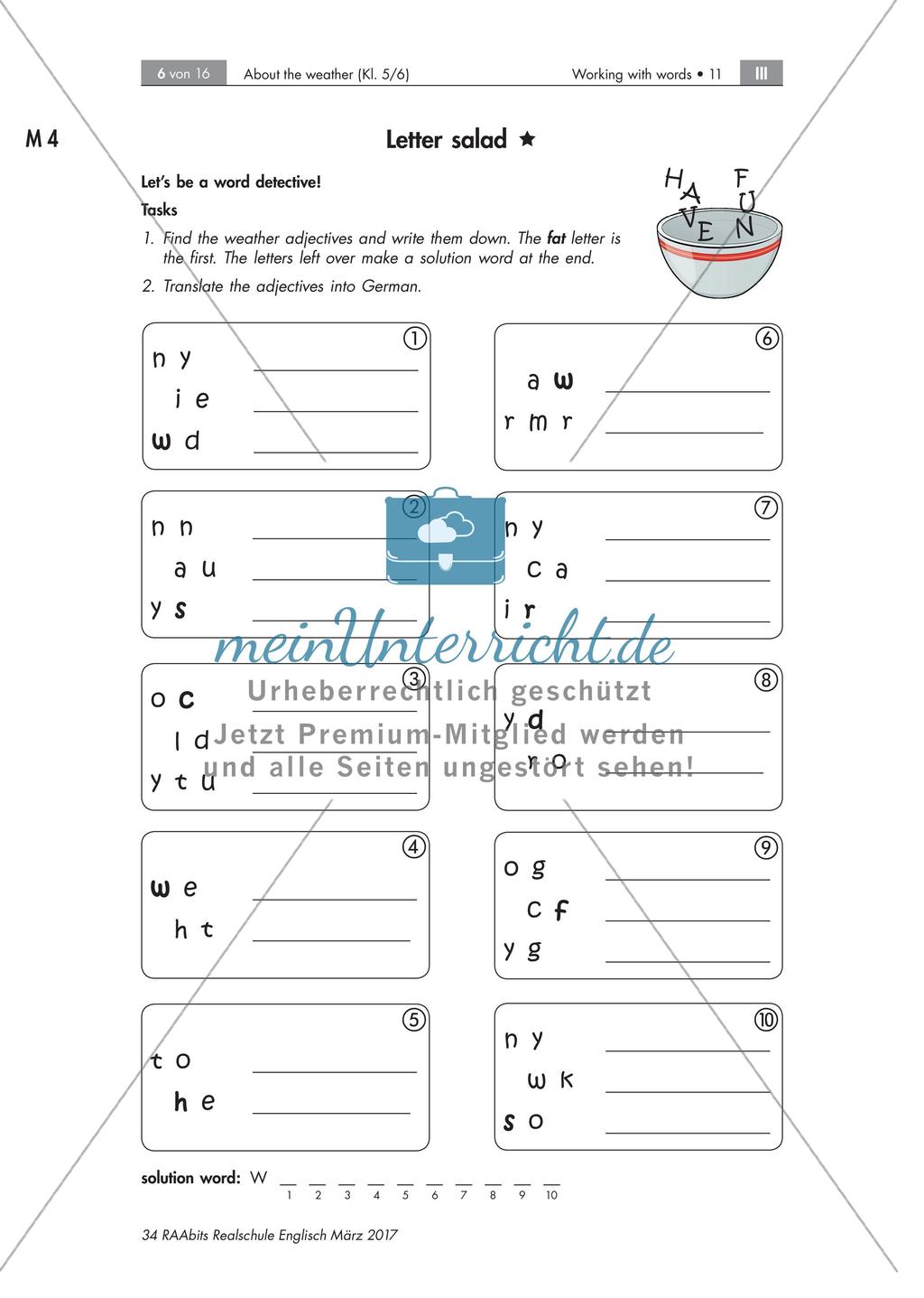 Handlungs- und produktionsorientierte Wortschatzarbeit: Weather Preview 6