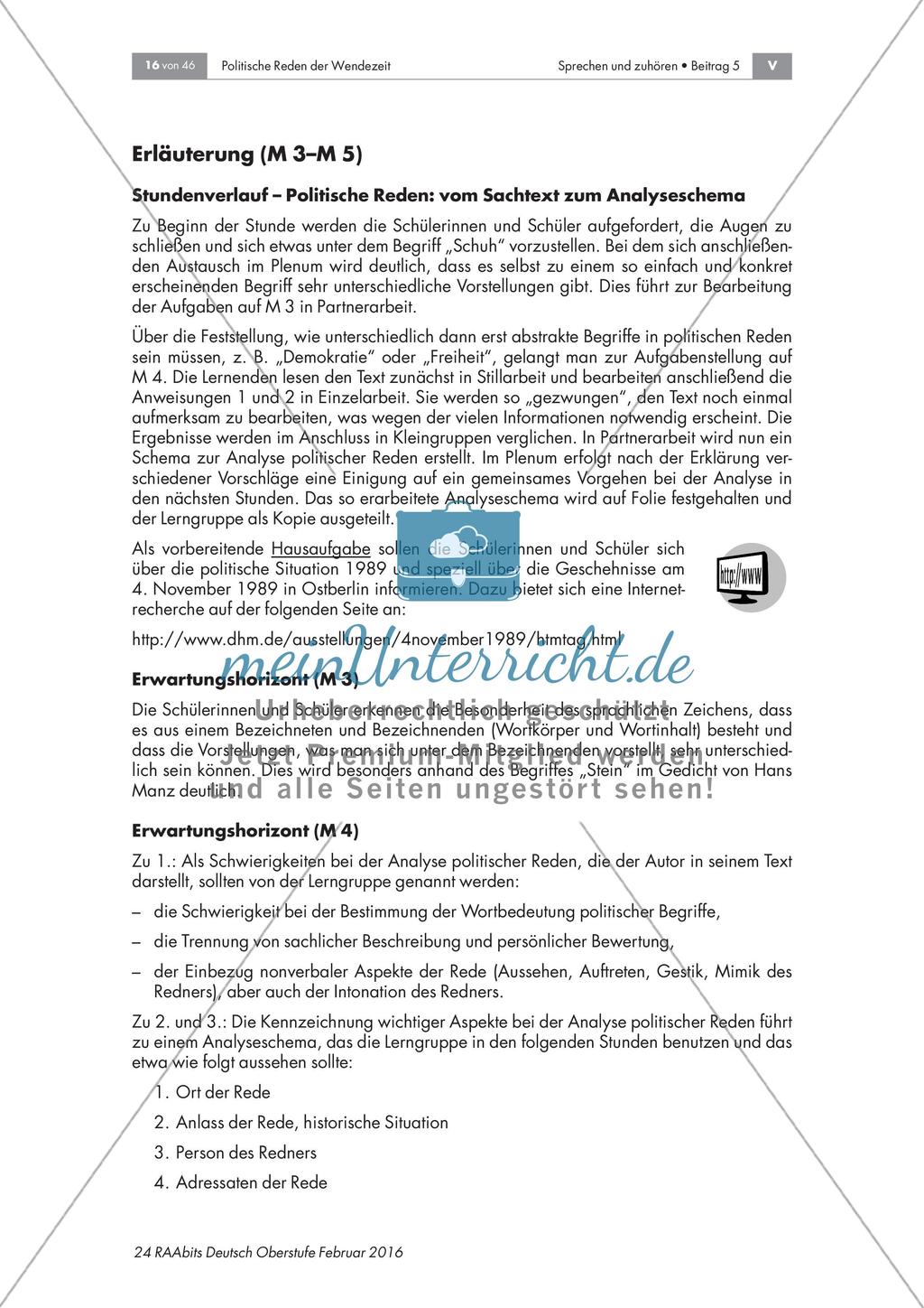 Politische Reden Vom Sachtext zum Analyseschema meinUnterricht