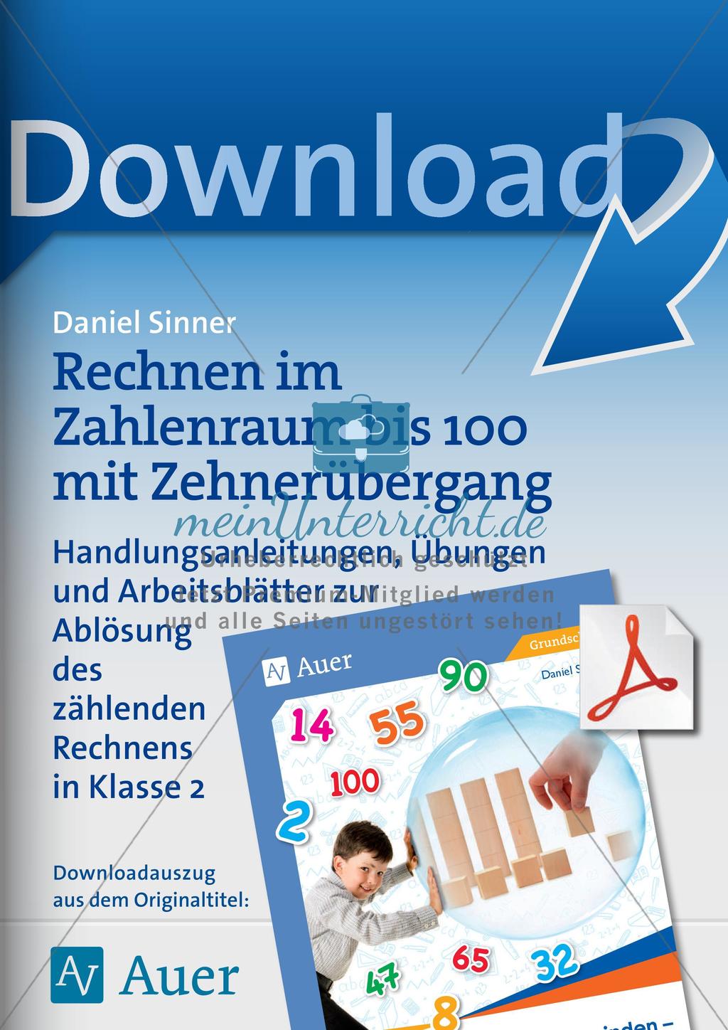 Rechnen im Zahlenraum bis 100 mit Zehnerübergang Preview 1