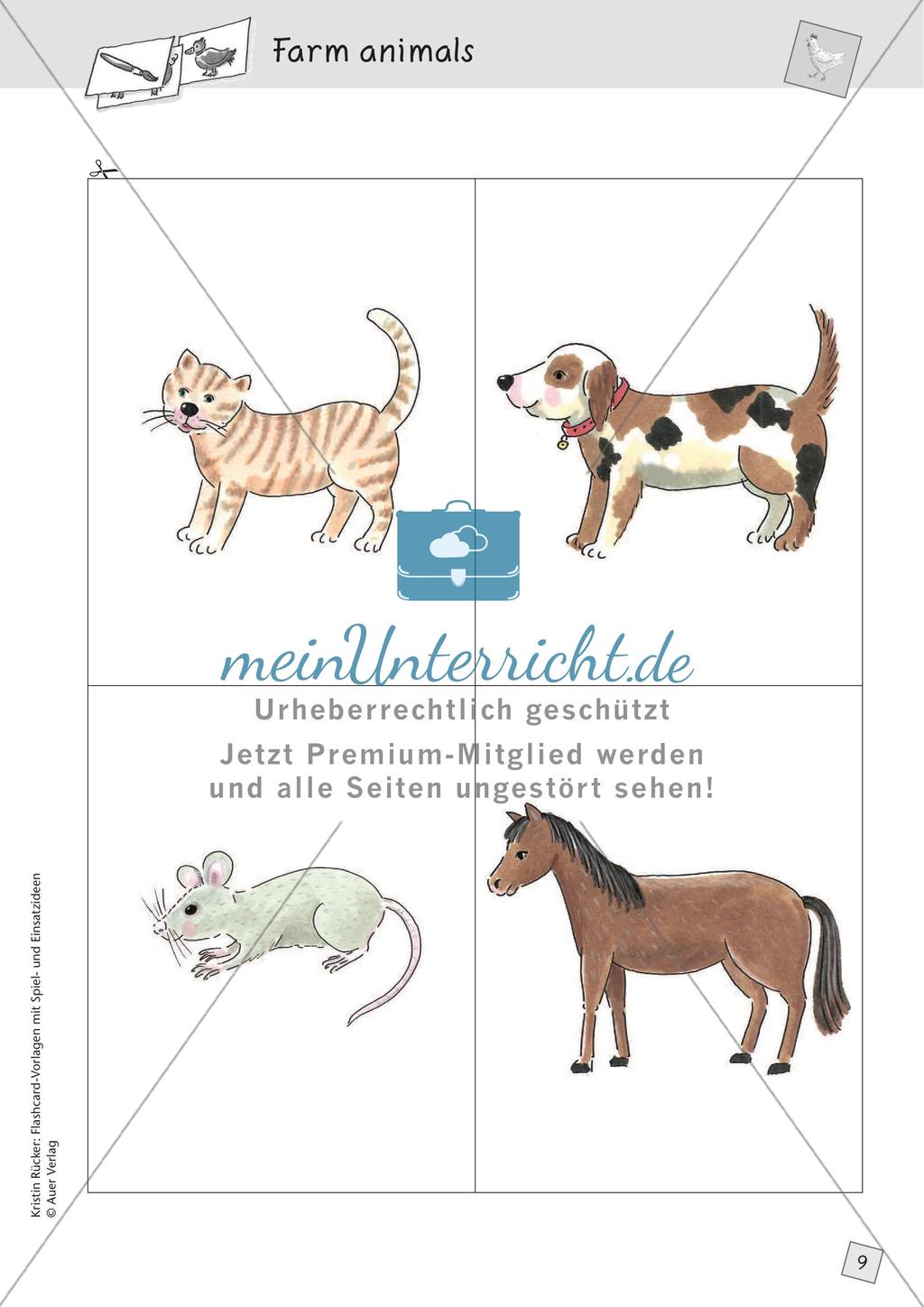 Spielideen: Flashcards zum Thema Wild and Farm animals Preview 11