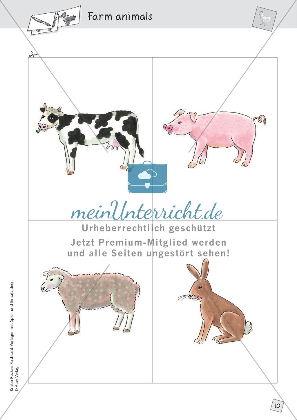Spielideen: Flashcards zum Thema Wild and Farm animals Preview 12