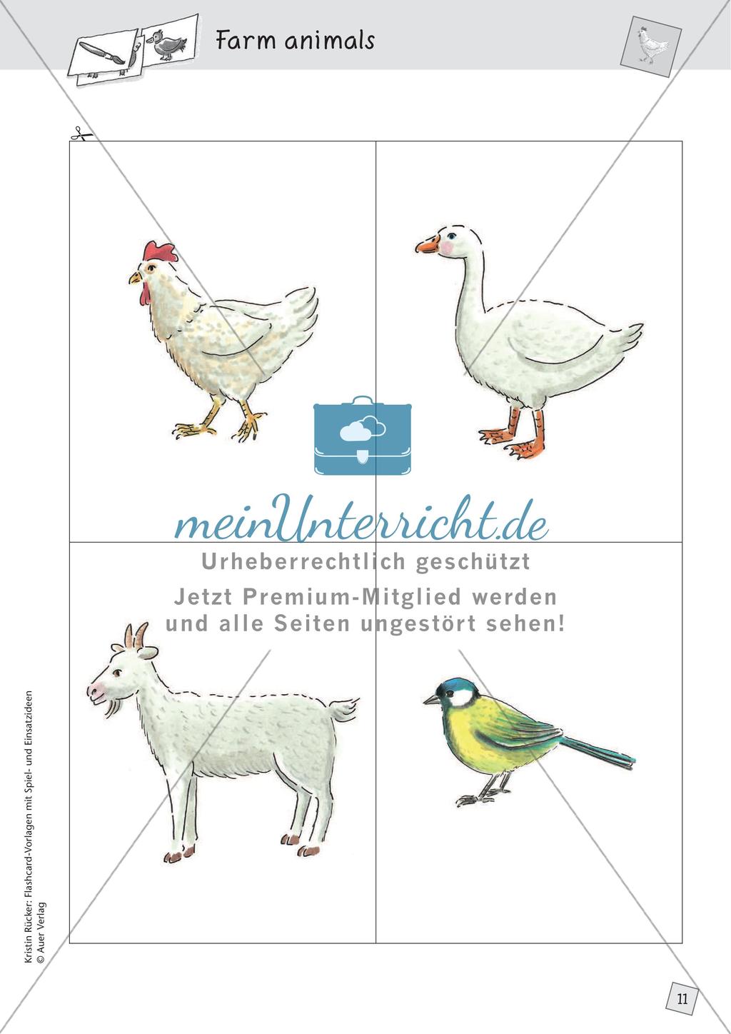 Spielideen: Flashcards zum Thema Wild and Farm animals Preview 13