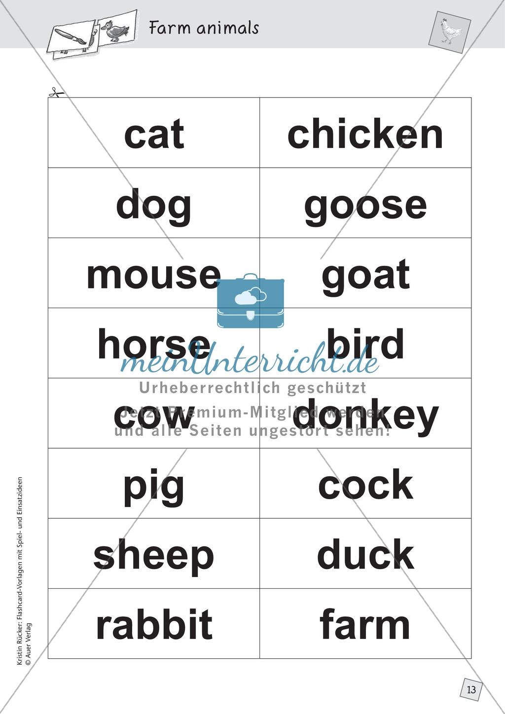 Spielideen: Flashcards zum Thema Wild and Farm animals Preview 15