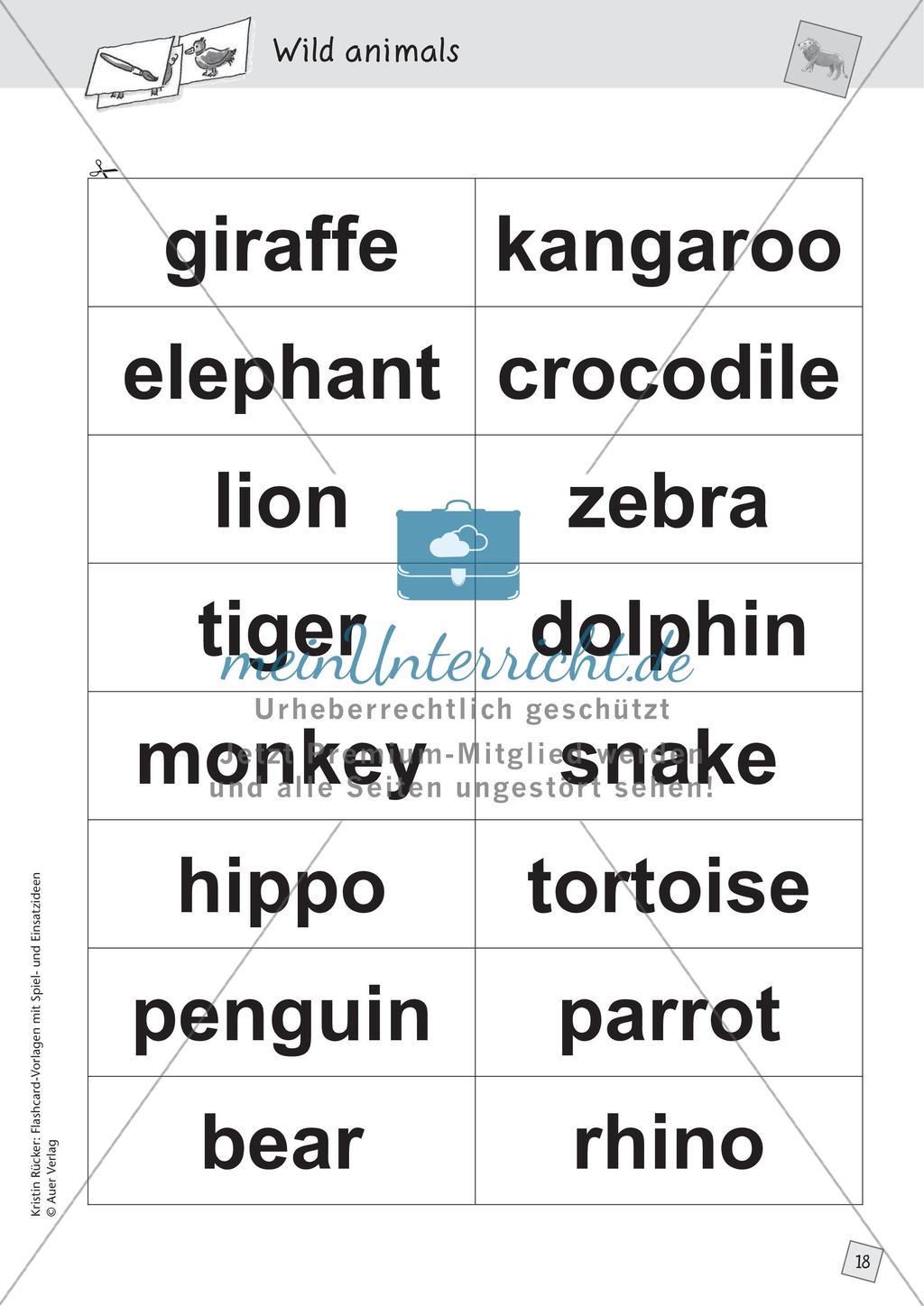 Spielideen: Flashcards zum Thema Wild and Farm animals Preview 20