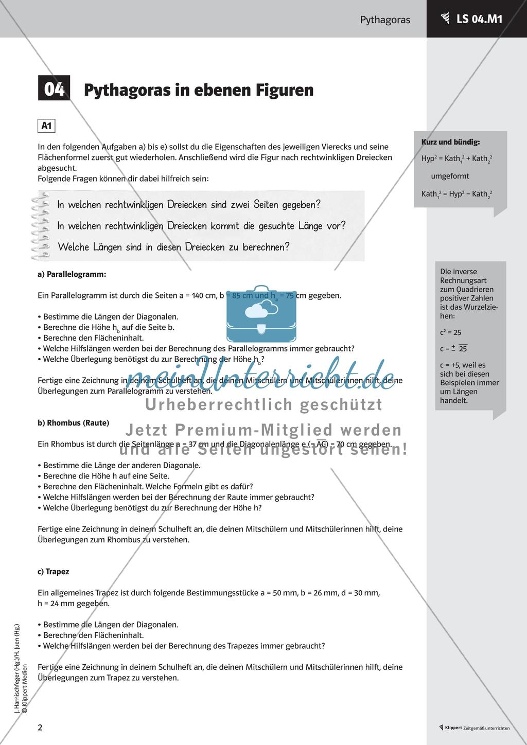 Pythagoras in ebenen Figuren und im Raum Preview 4