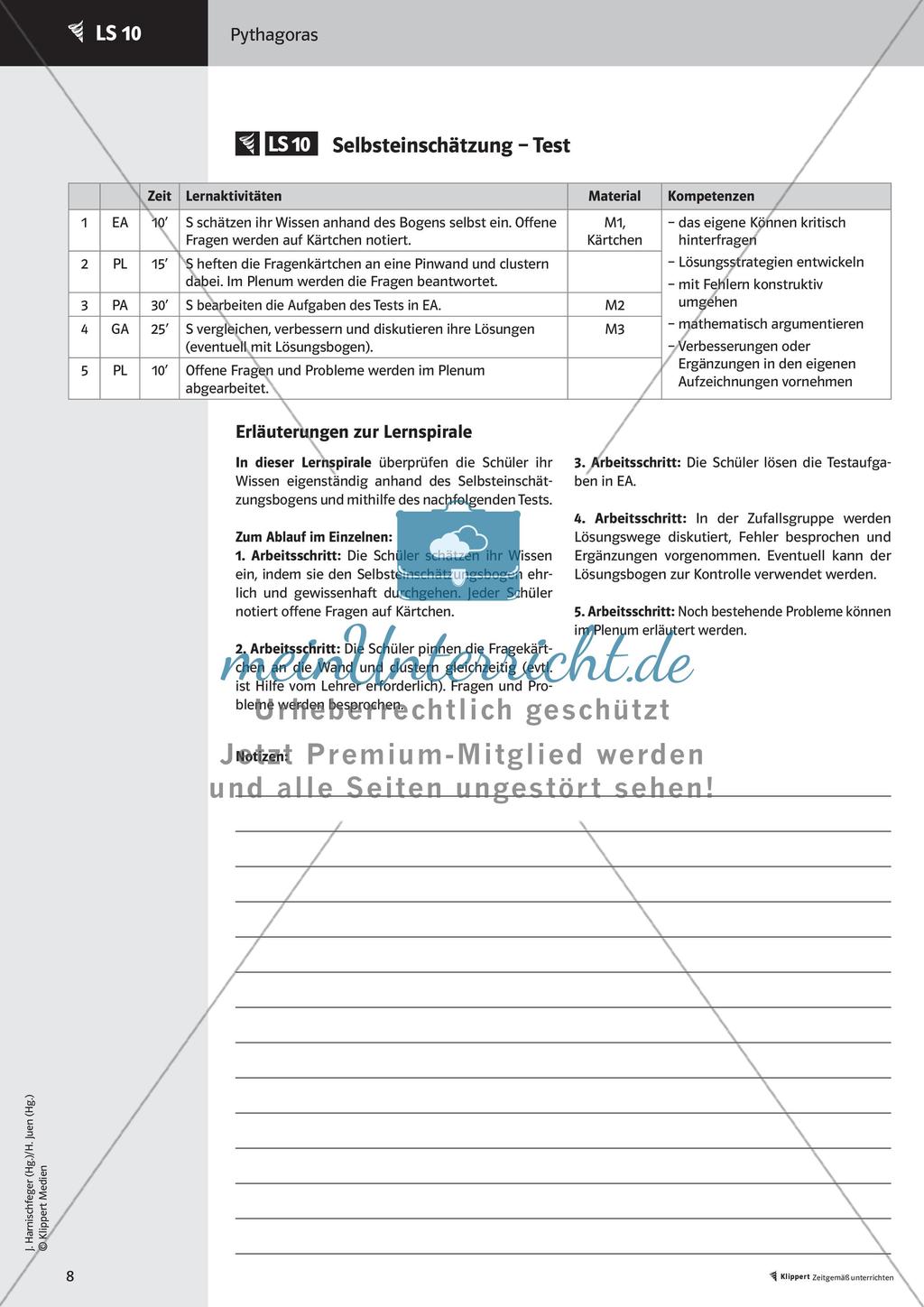 Satz des Pythagoras: Weiterführendes Material und Test Preview 10