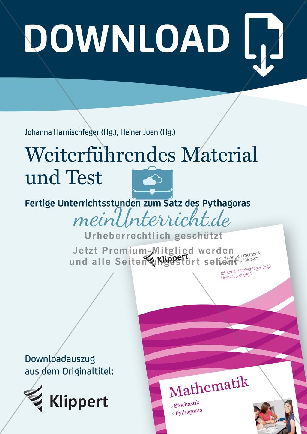 Satz des Pythagoras: Weiterführendes Material und Test Preview 1