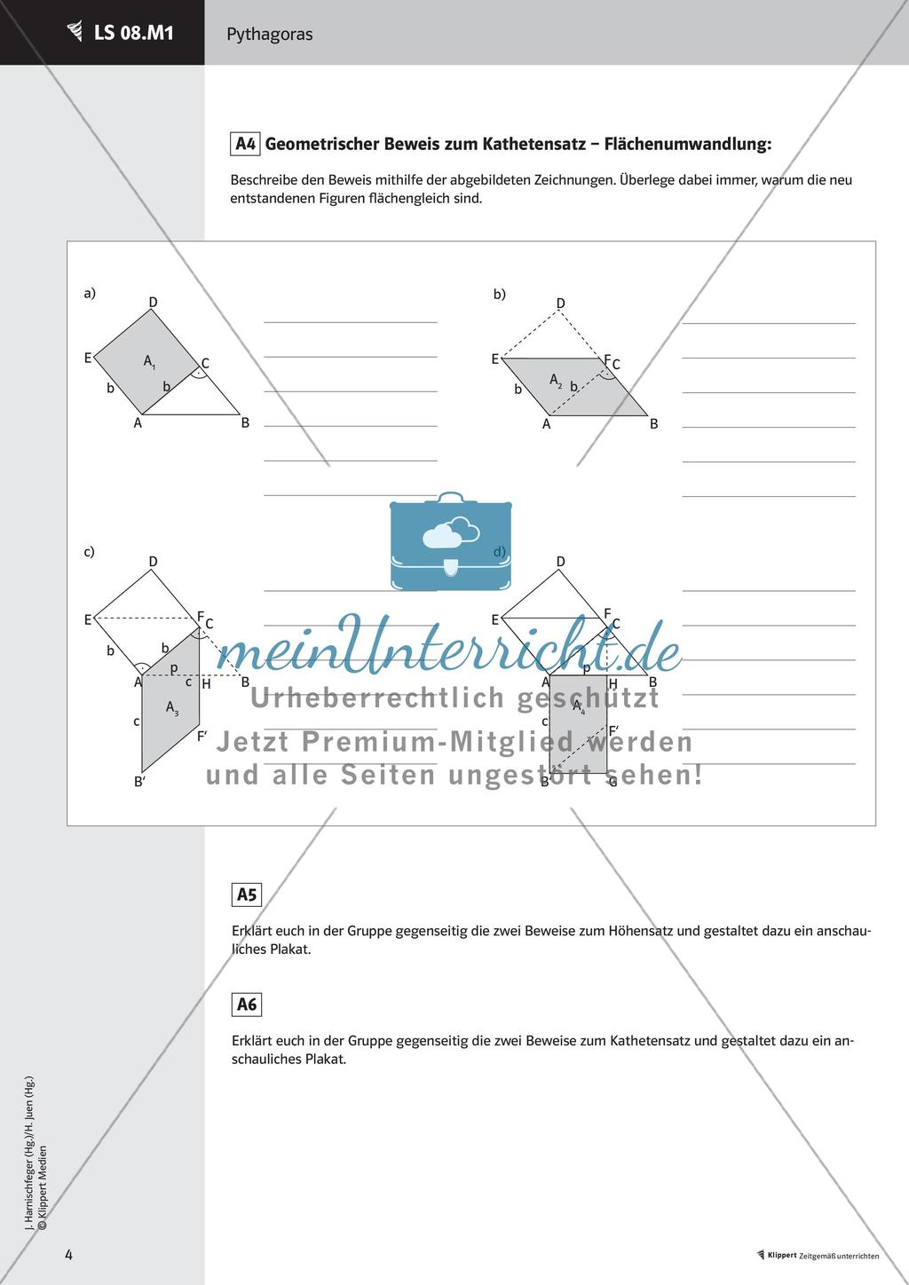 Satz des Pythagoras: Weiterführendes Material und Test Preview 6