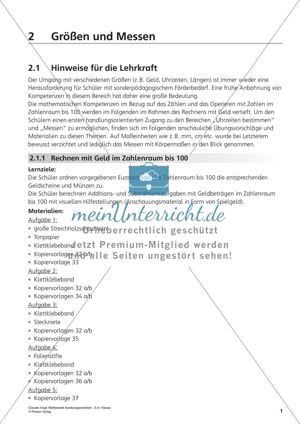 Handlungsorientiert: Größen und Messen Preview 3