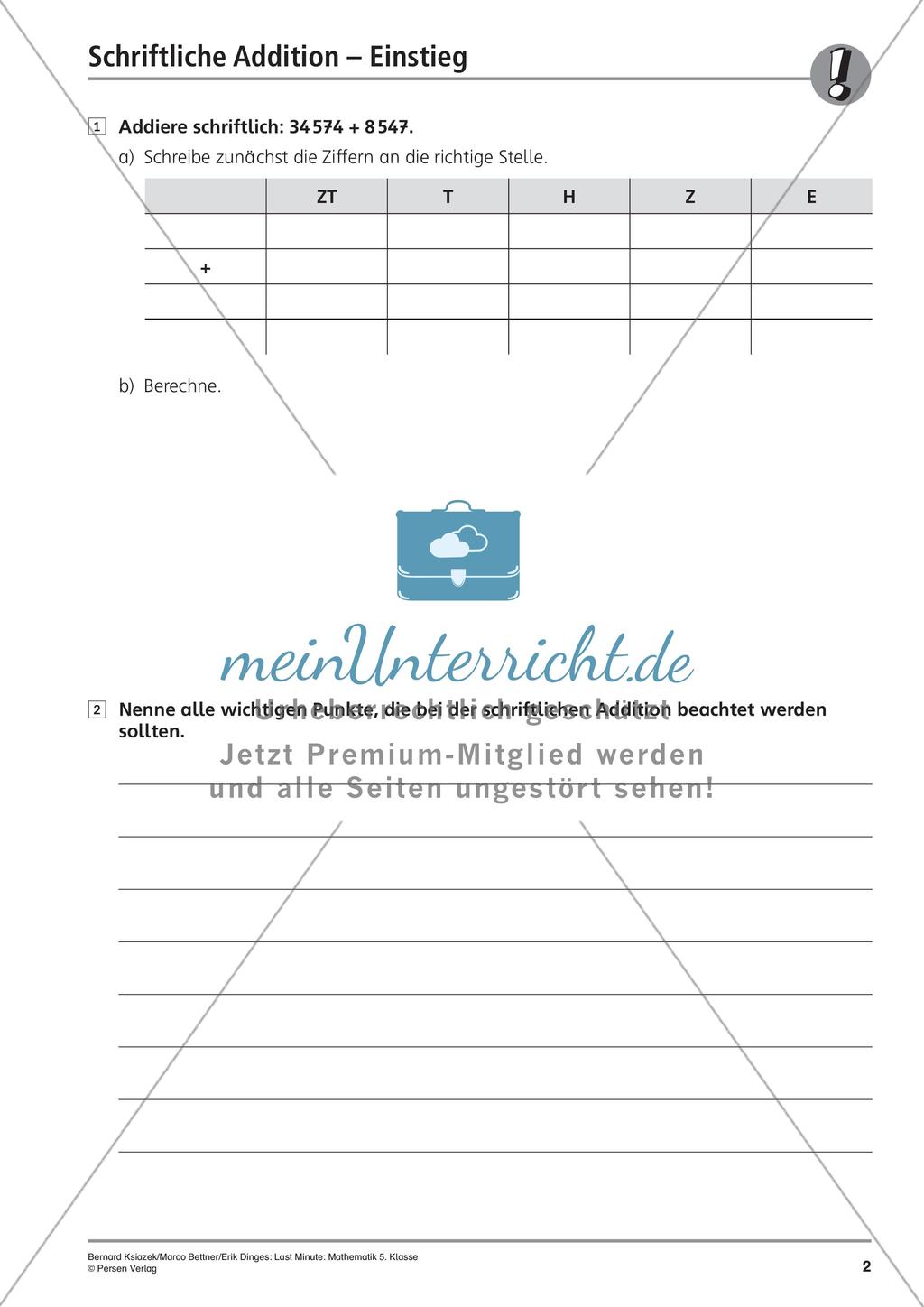 Die schriftliche Addition Preview 4