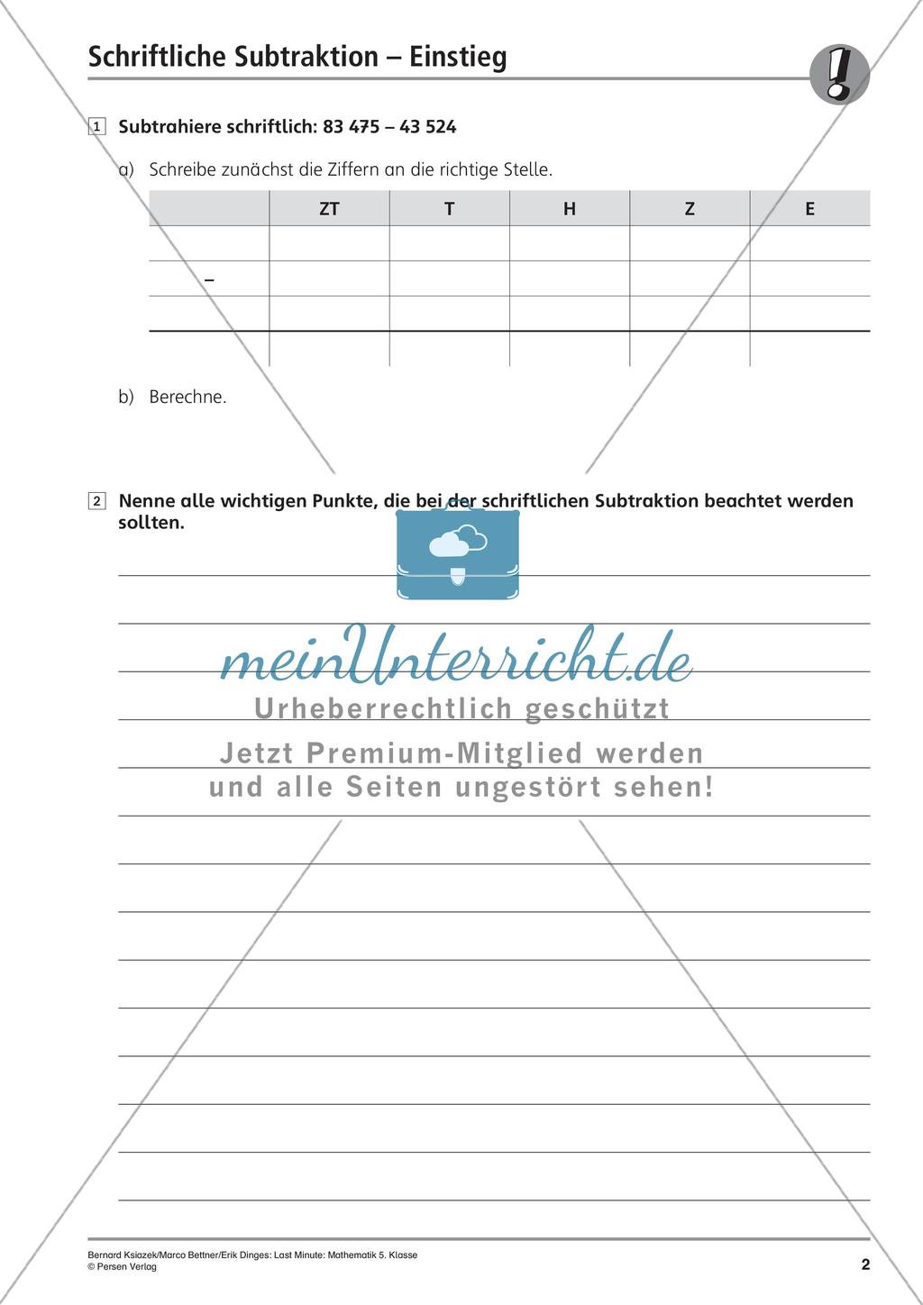 Die schriftliche Subtraktion Preview 4