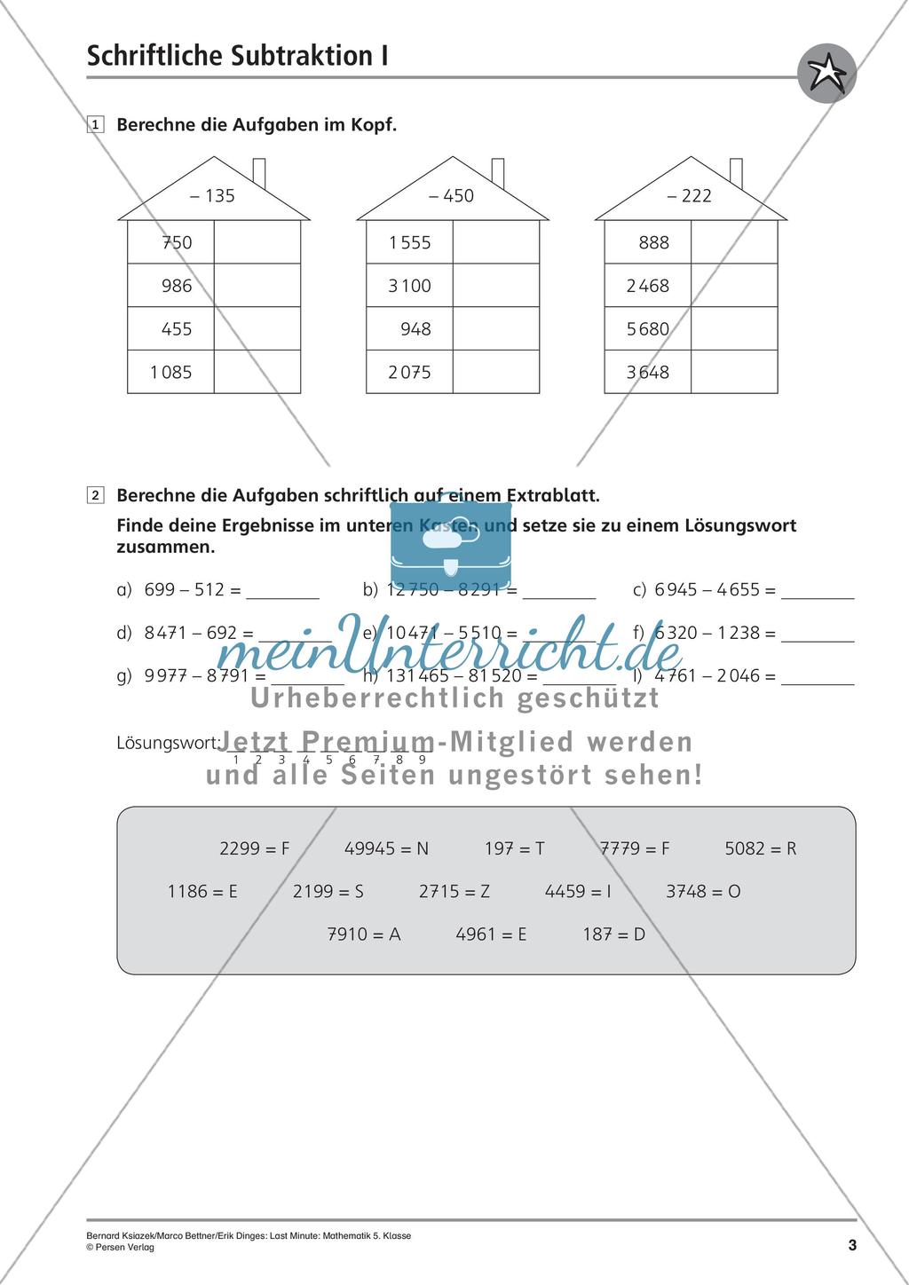 Die schriftliche Subtraktion Preview 5
