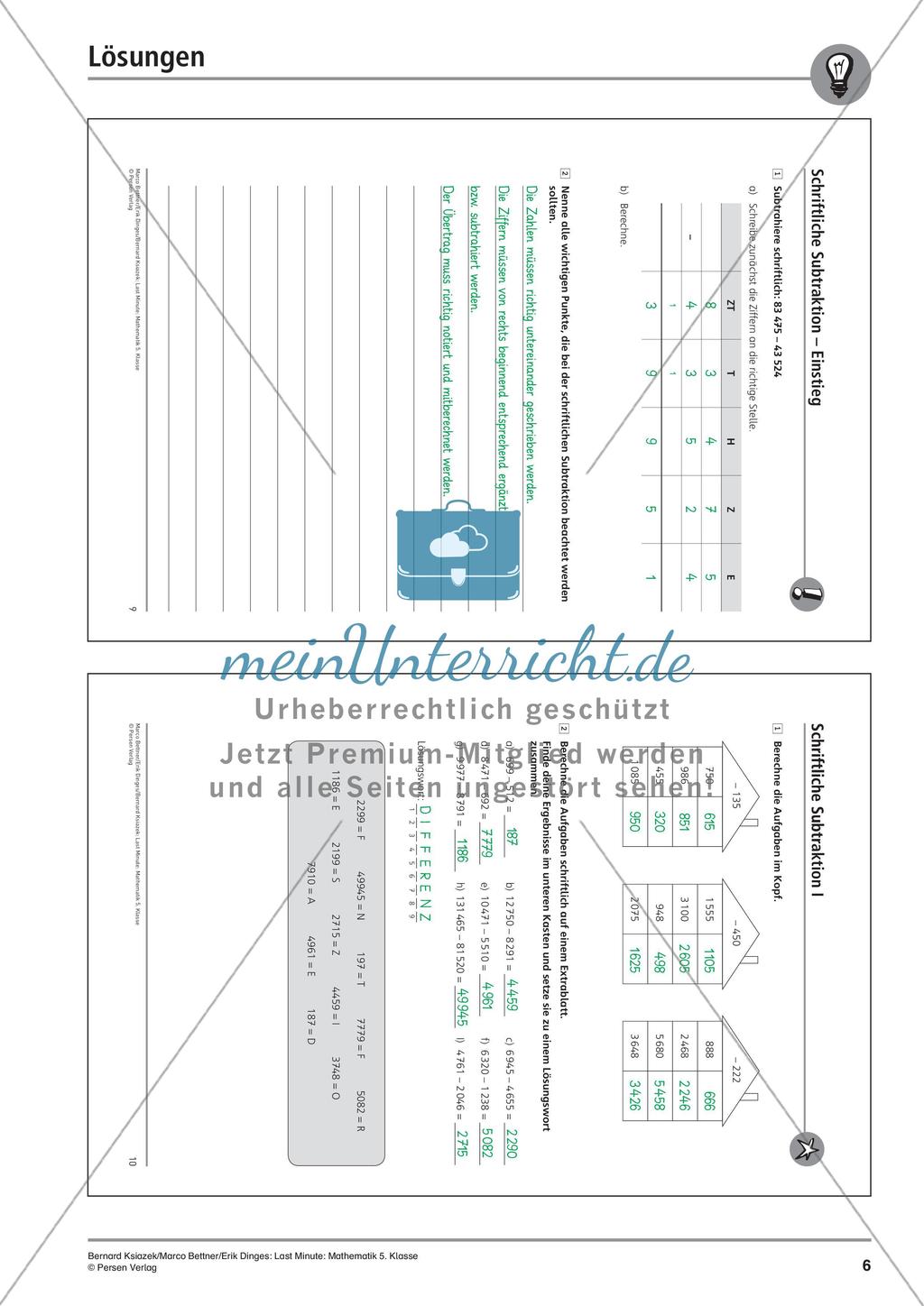 Die schriftliche Subtraktion Preview 8