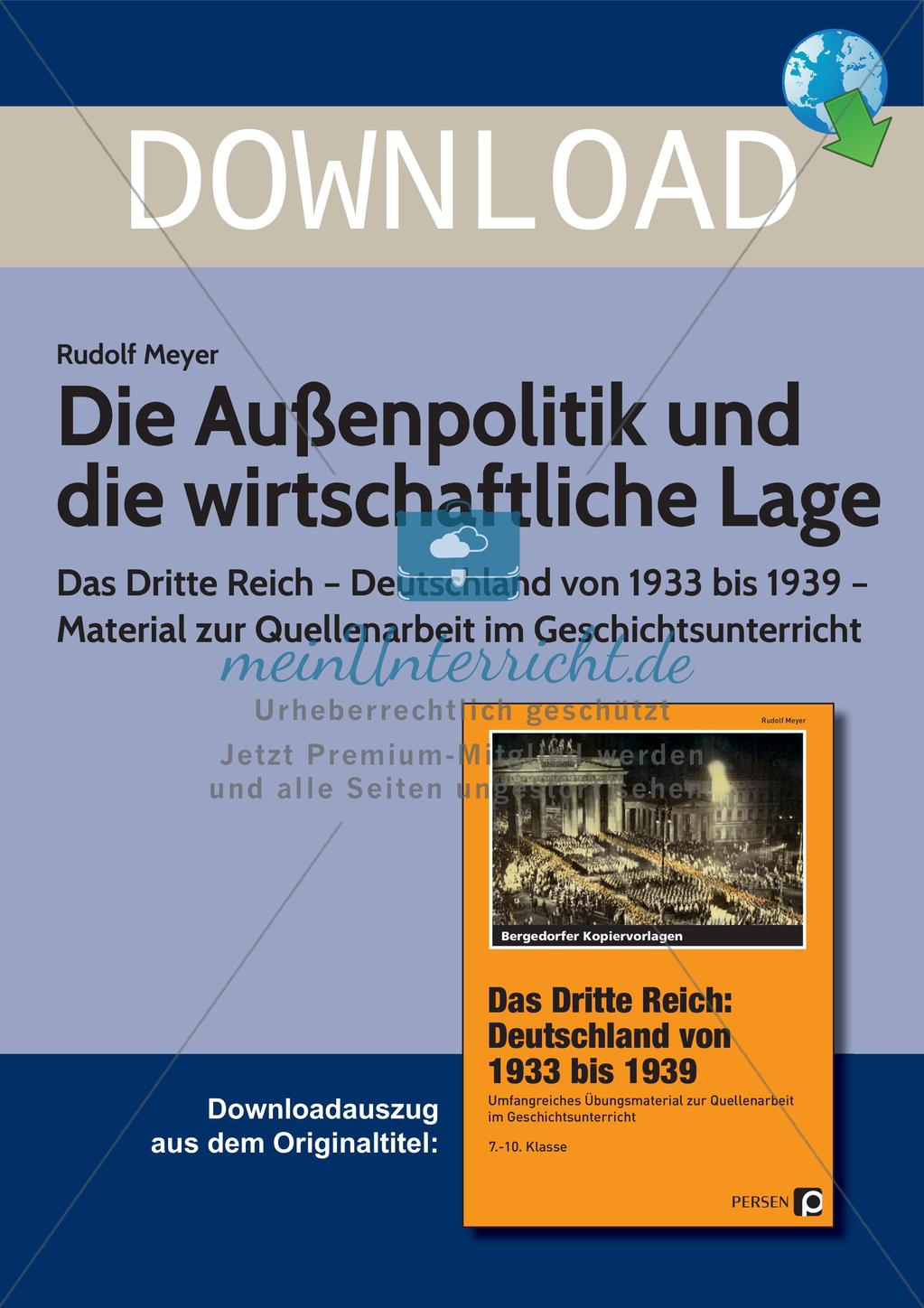 Das dritte Reich: Außenpolitik und wirtschaftliche Lage Preview 1