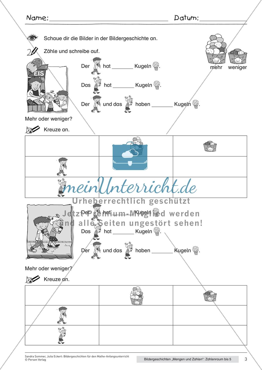 Bildergeschichte: Mengen und Zahlen im Zahlenraum 5 Preview 5