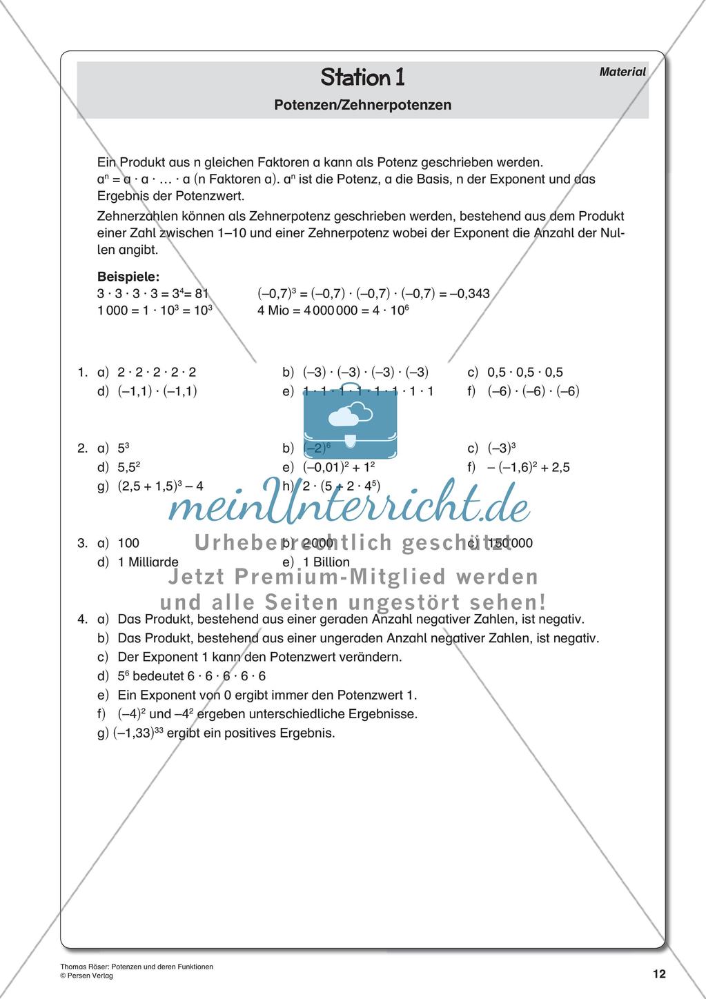 Potenzen und ihre Funktionen Preview 14