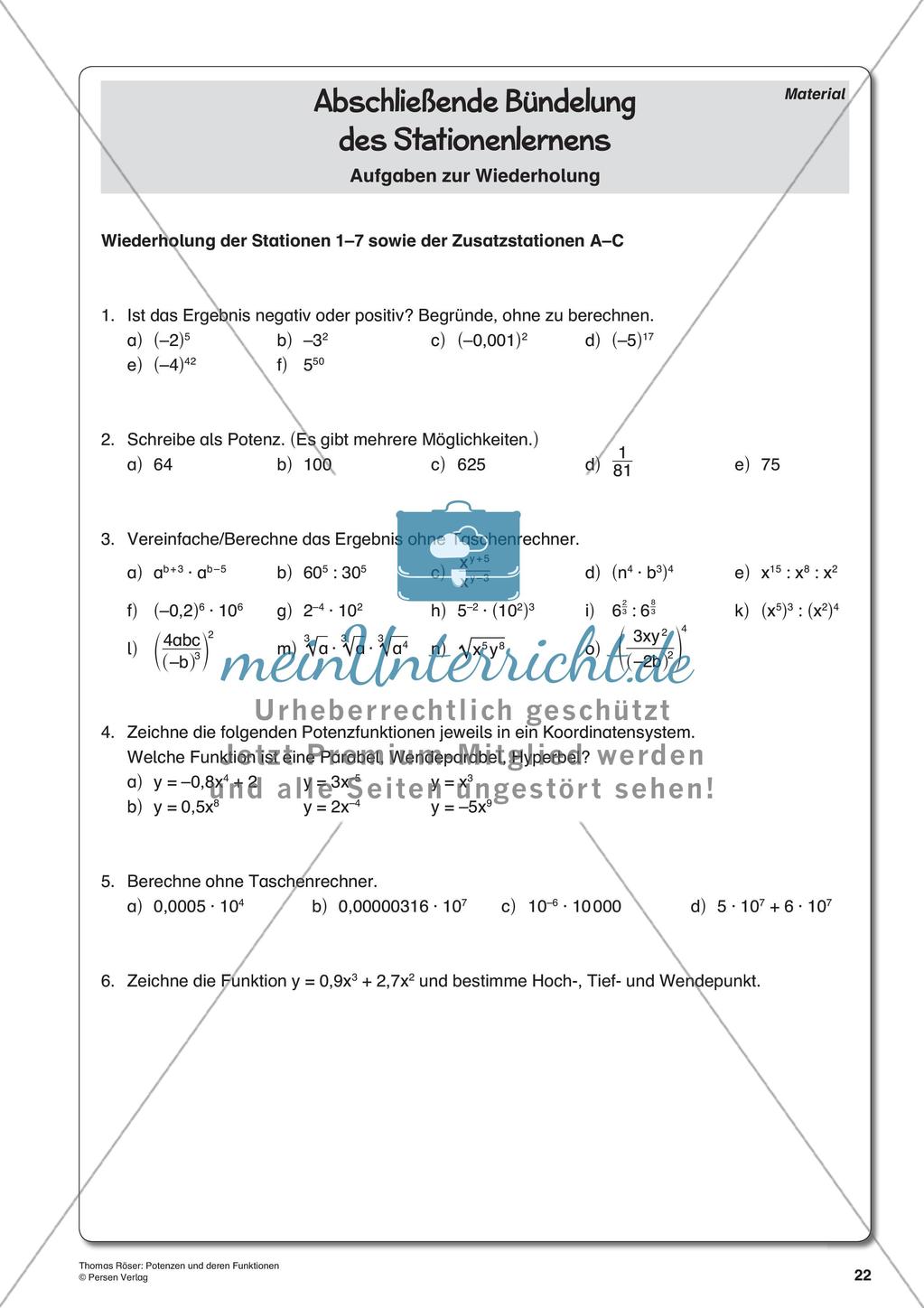Potenzen und ihre Funktionen Preview 24
