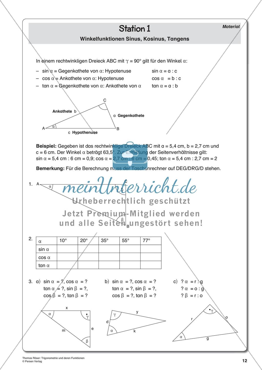 Trigonometrie und deren Funktionen Preview 14