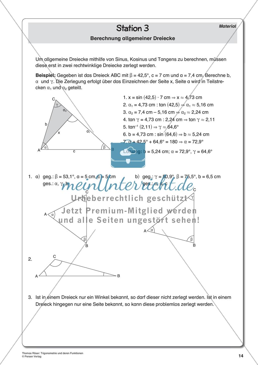 Trigonometrie und deren Funktionen Preview 16