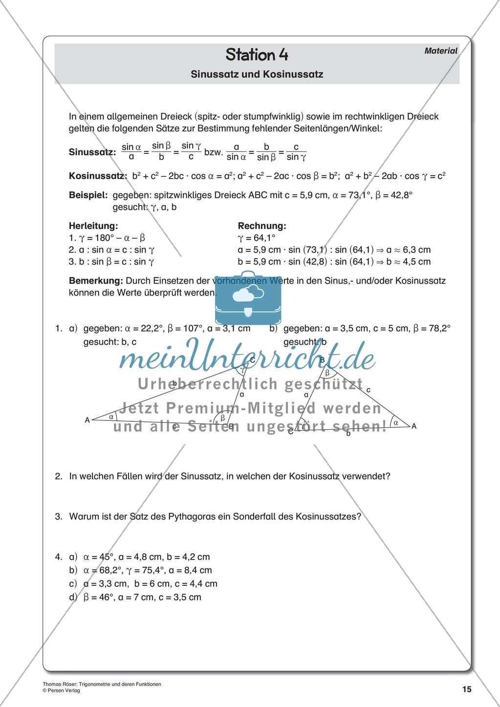 Trigonometrie und deren Funktionen Preview 17