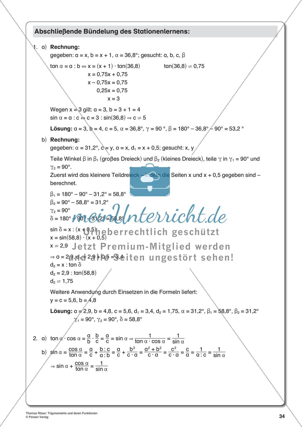 Trigonometrie und deren Funktionen Preview 36