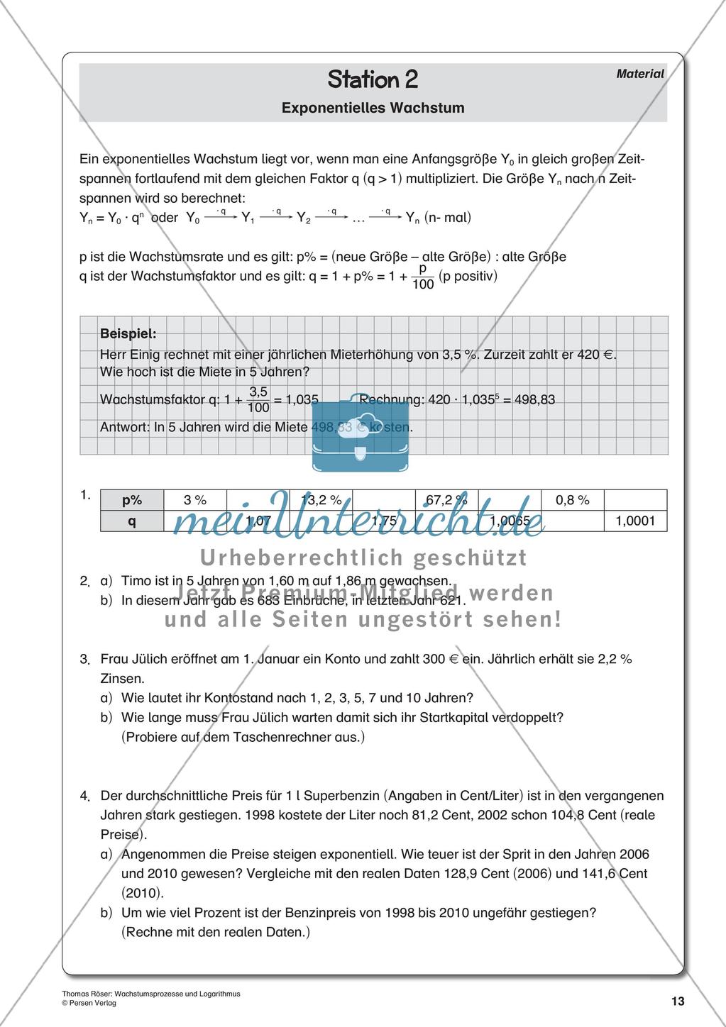 Wachstumsprozesse und Logarithmus Preview 15