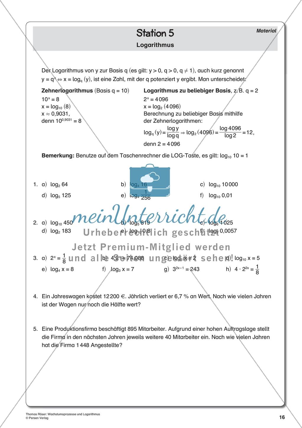 Wachstumsprozesse und Logarithmus Preview 18