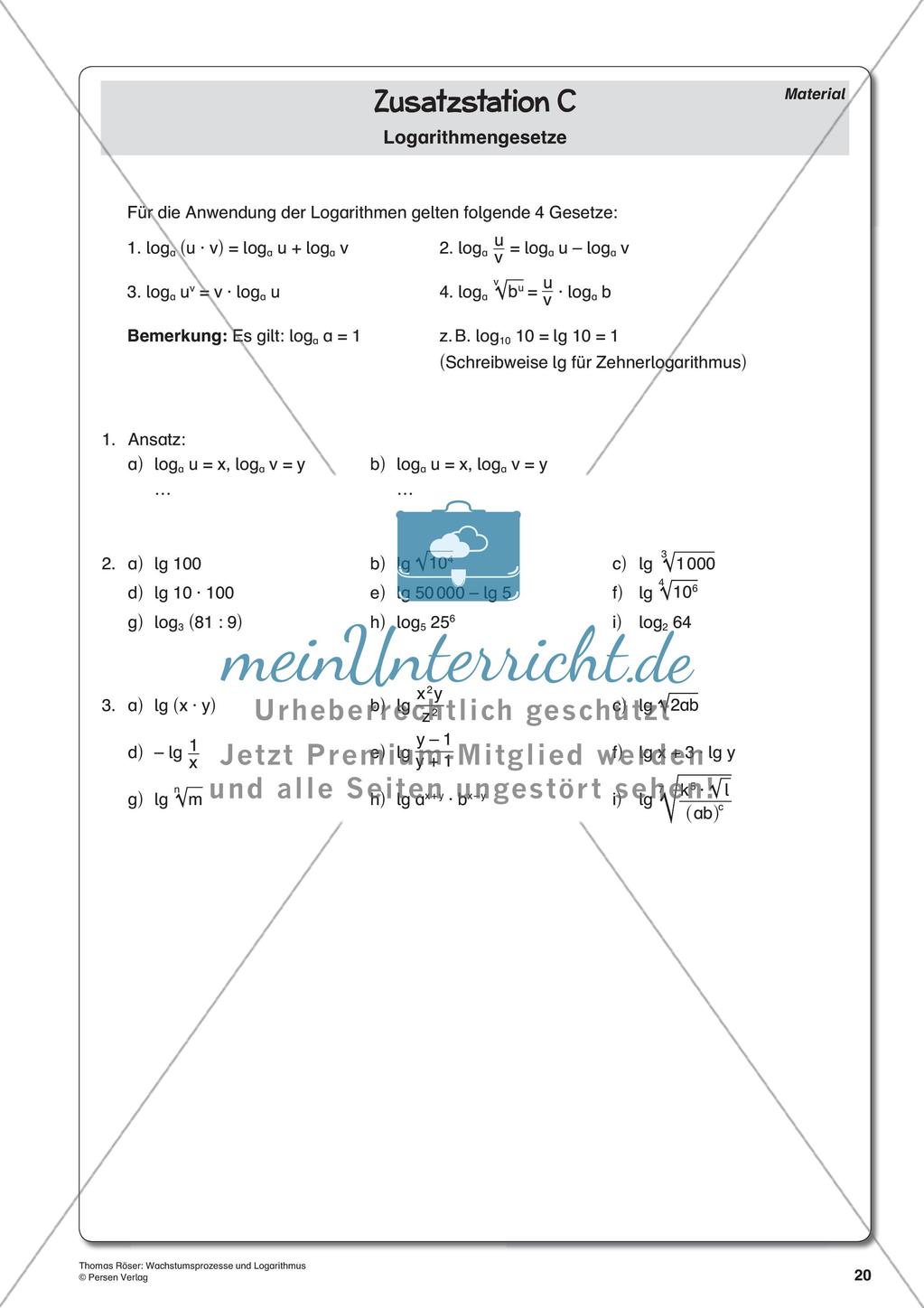 Wachstumsprozesse und Logarithmus Preview 22