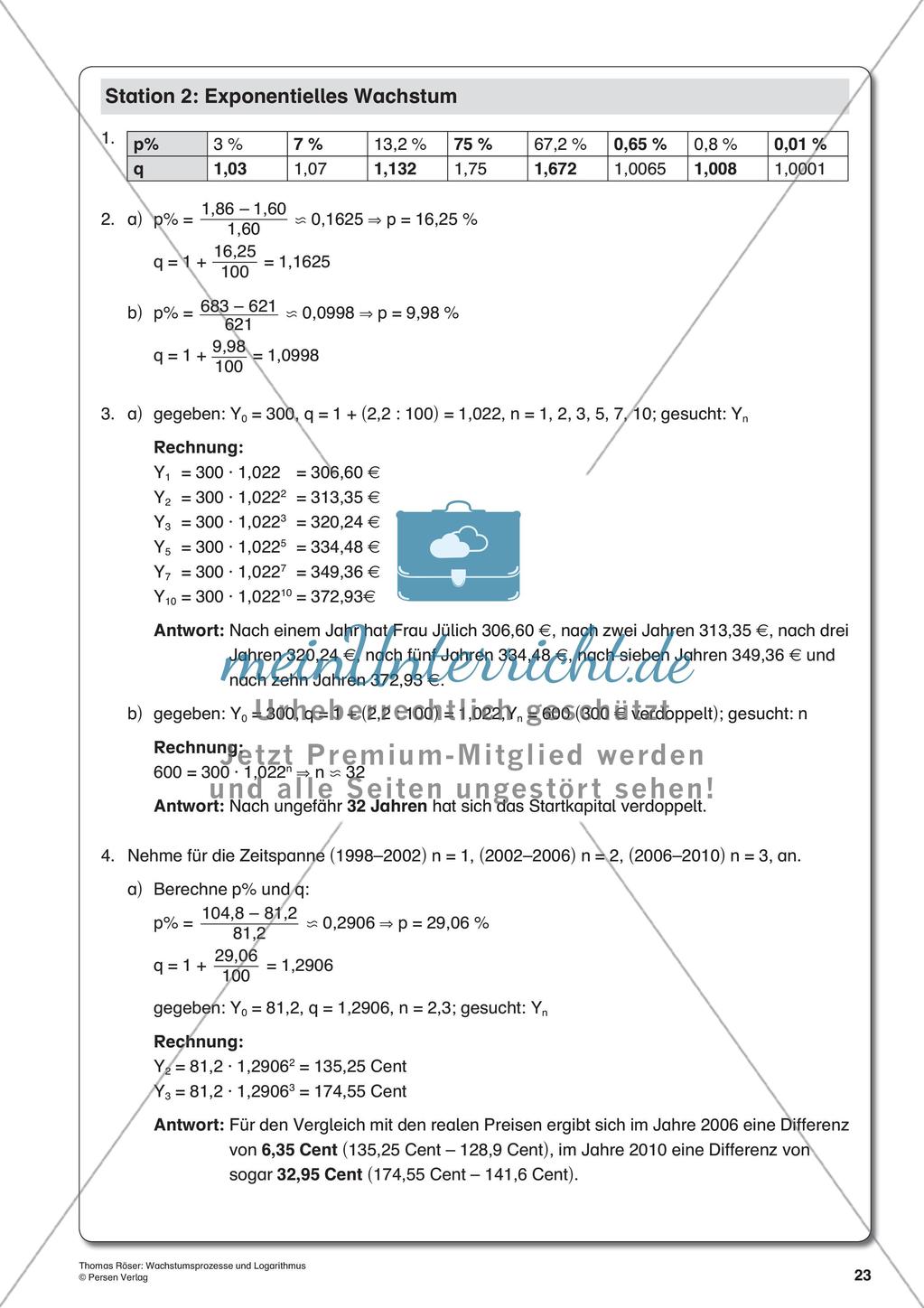 Wachstumsprozesse und Logarithmus Preview 25
