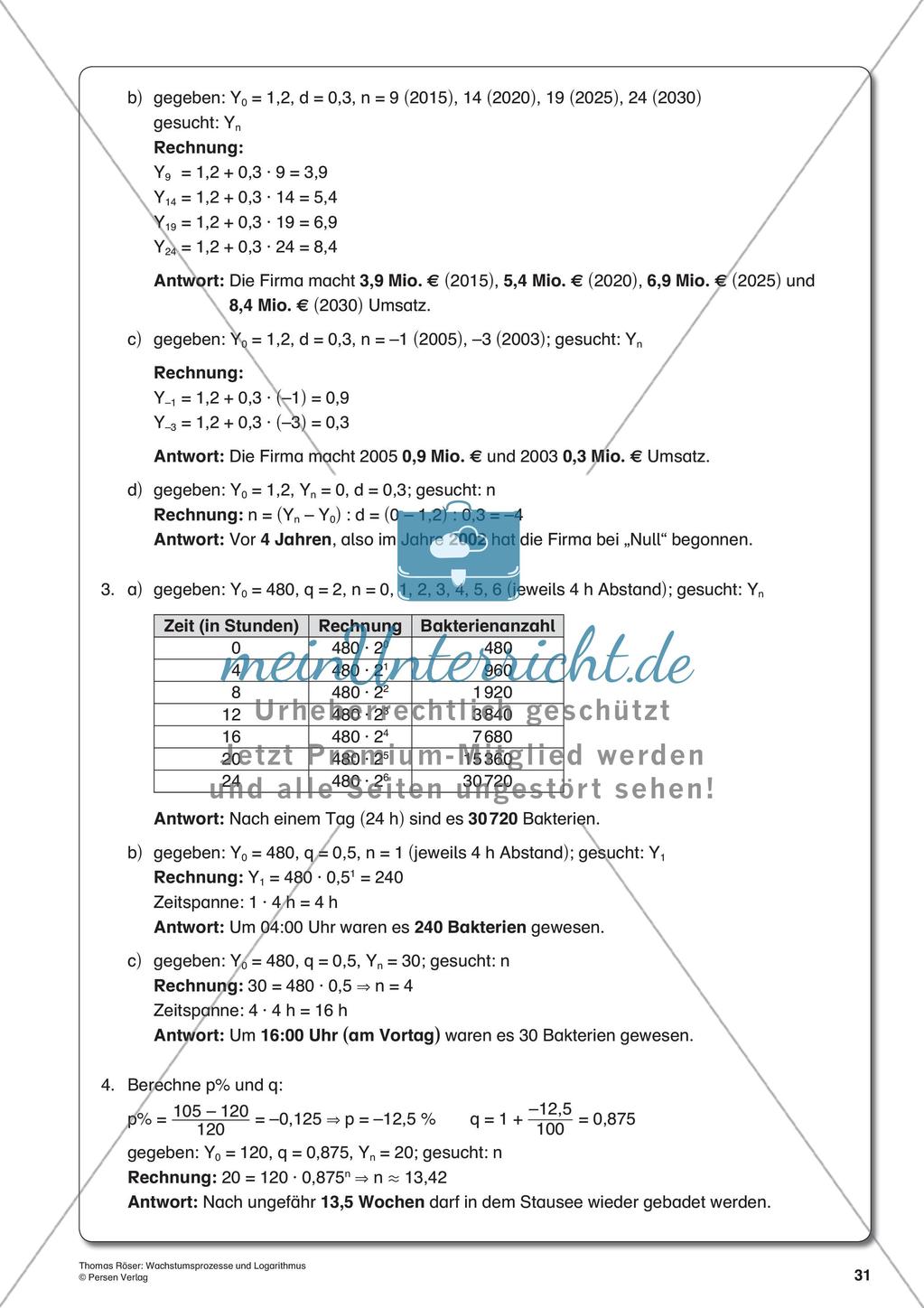 Wachstumsprozesse und Logarithmus Preview 33