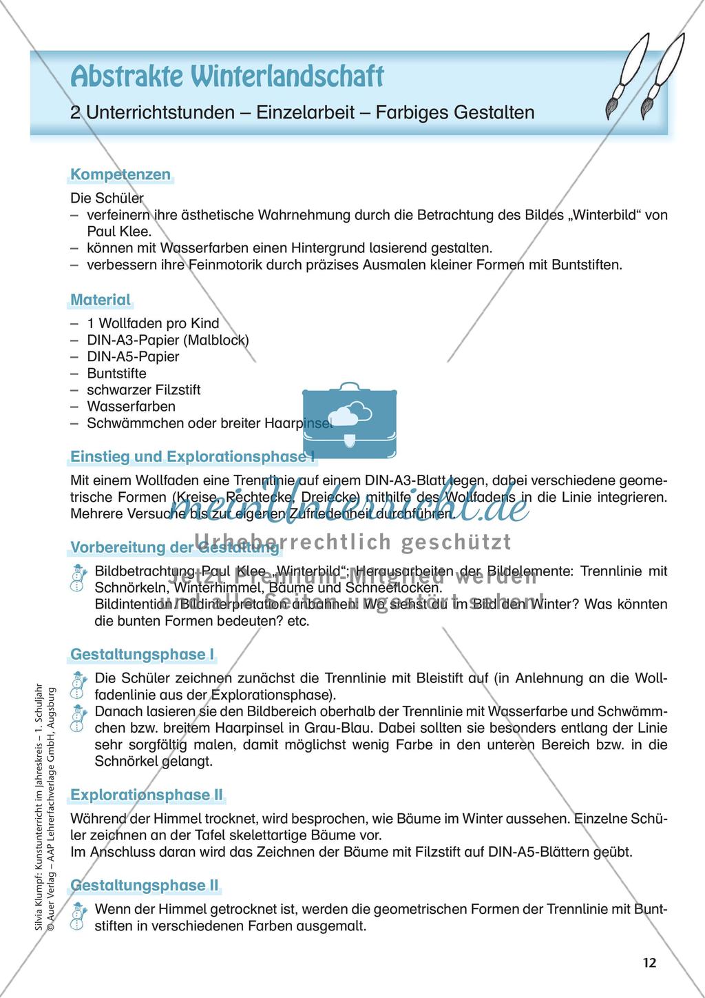 Kunstunterricht im Jahreskreis: Winter Preview 14