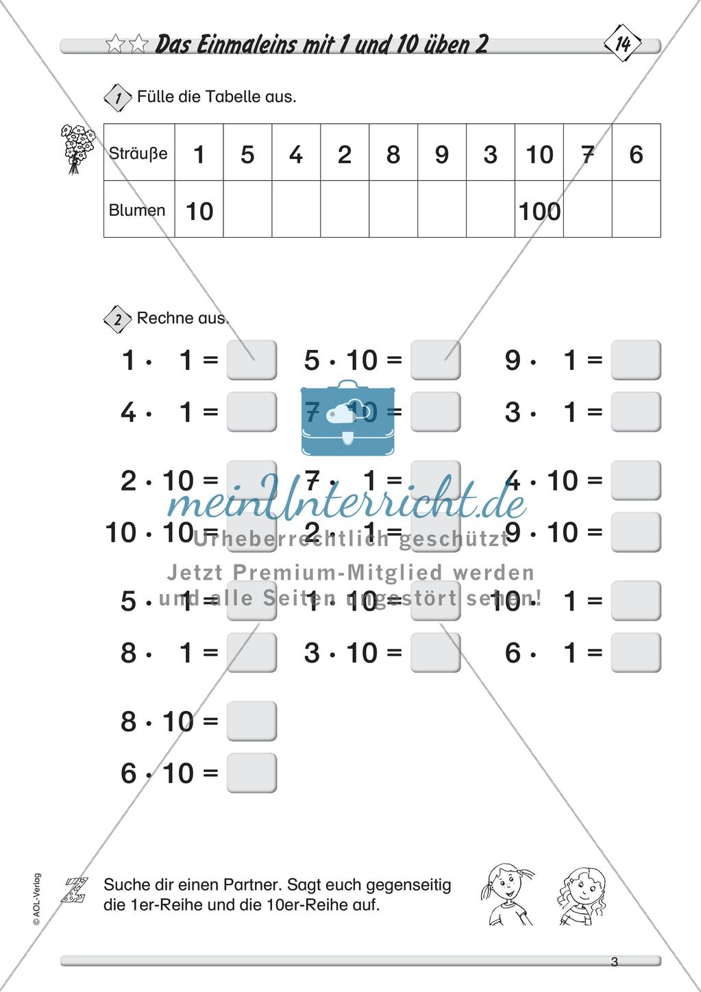 Multiplikation: Einmaleinsreihen Preview 5