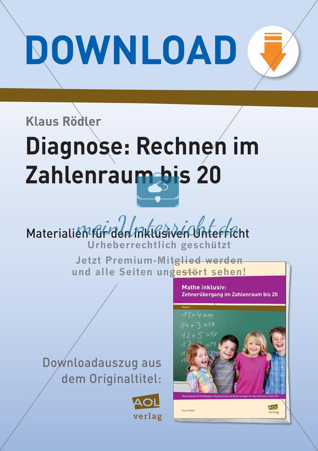 Diagnosetest: Grundrechenarten im Zahlenraum 20 Preview 1