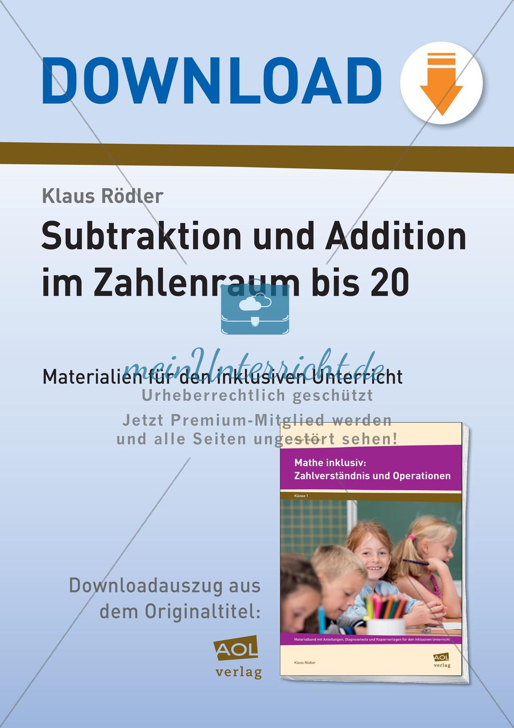 Subtraktion im Zahlenraum bis 20 Preview 1