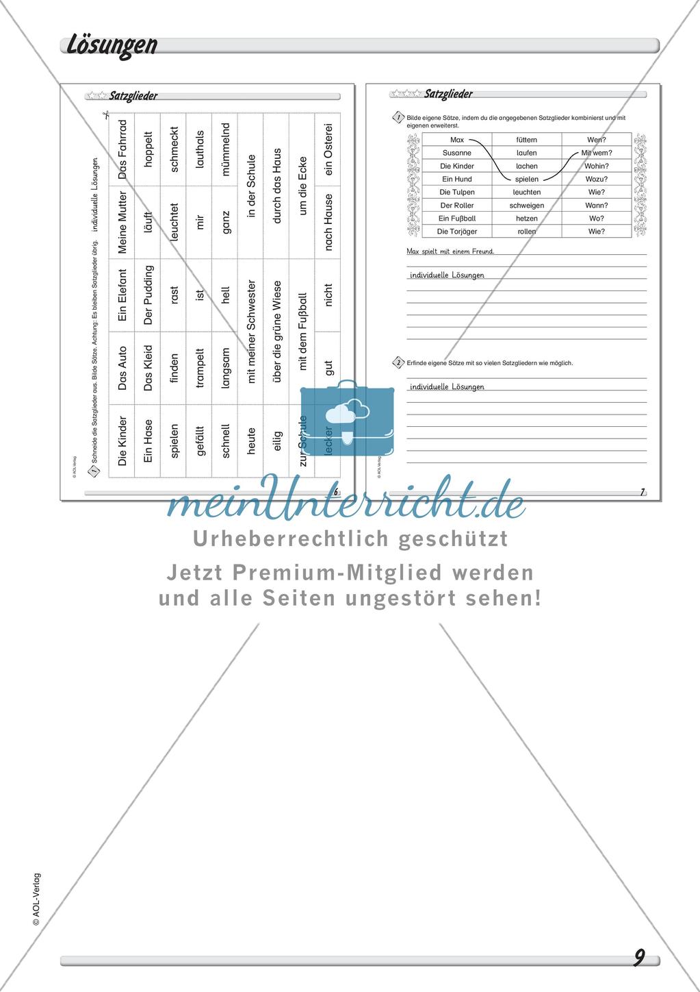 Wort und Wortarten: Satzarten, -zeichen und -glieder Preview 11
