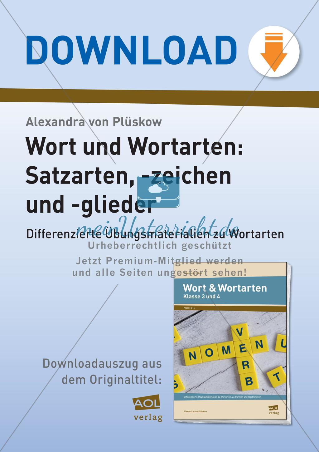 Wort und Wortarten: Satzarten, -zeichen und -glieder Preview 1