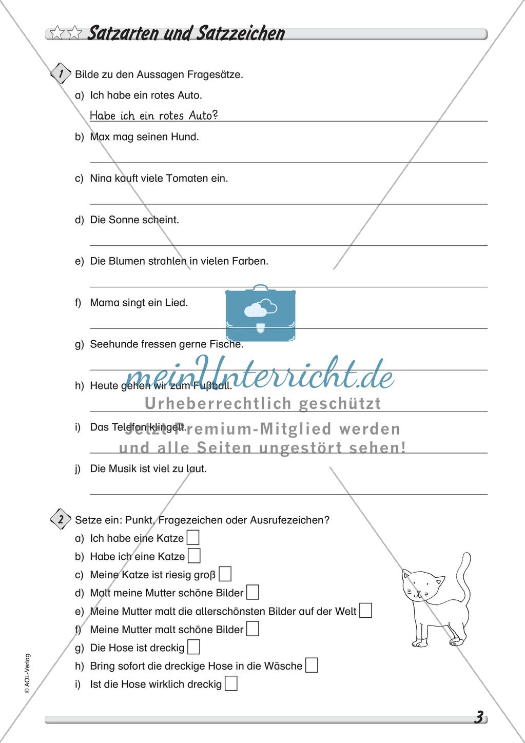 Wort und Wortarten: Satzarten, -zeichen und -glieder Preview 5