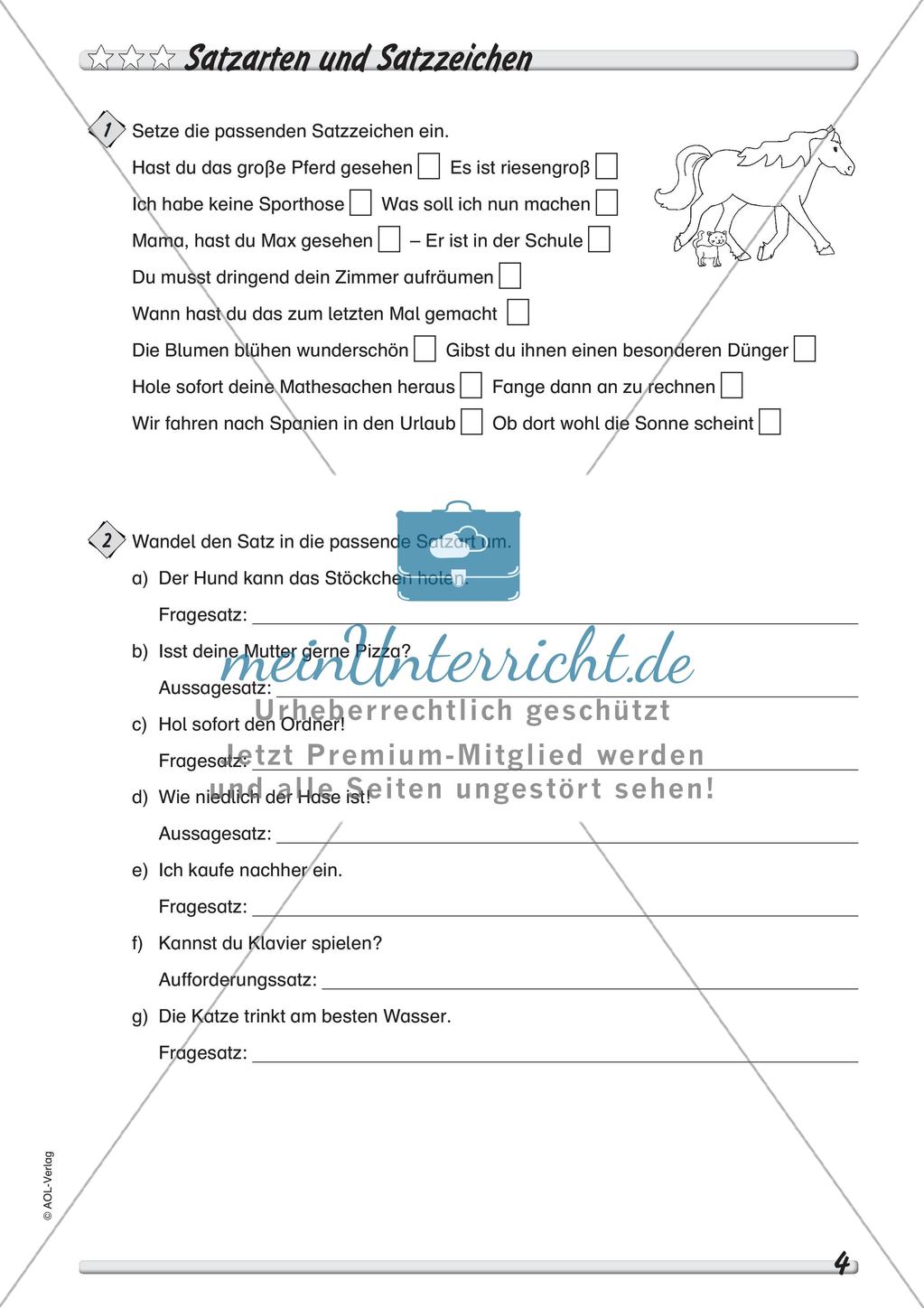 Wort und Wortarten: Satzarten, -zeichen und -glieder Preview 6