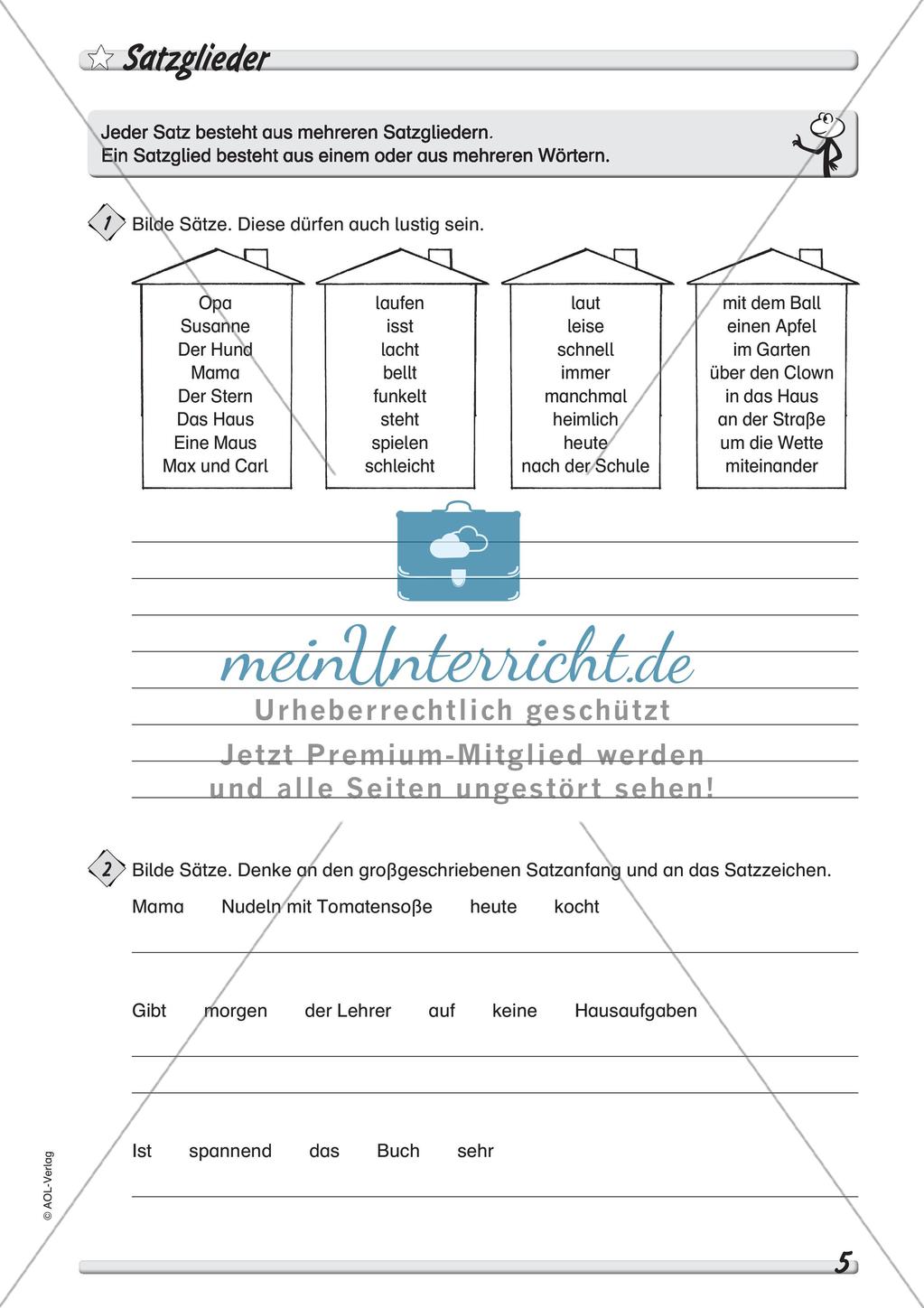 Wort und Wortarten: Satzarten, -zeichen und -glieder Preview 7