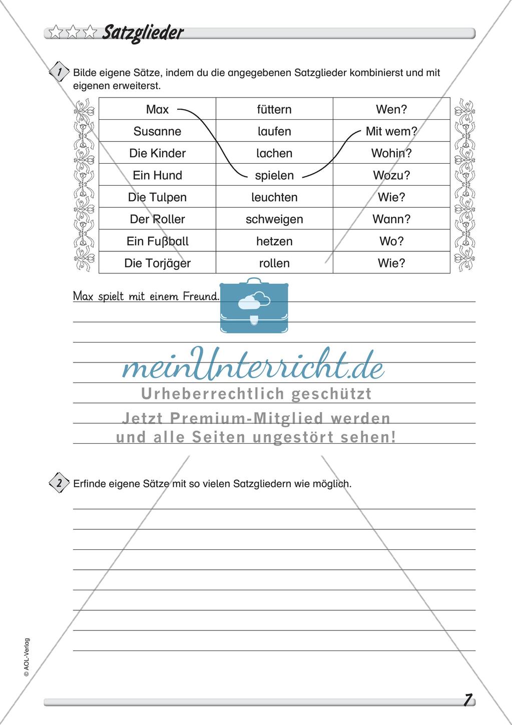 Wort und Wortarten: Satzarten, -zeichen und -glieder Preview 9