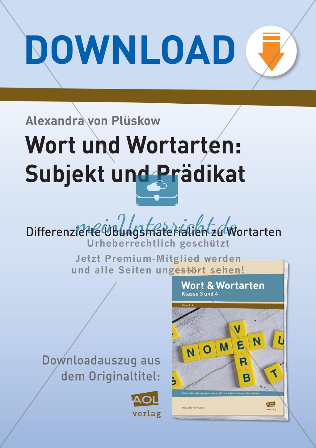 Wort und Wortarten: Subjekt und Prädikat Preview 1