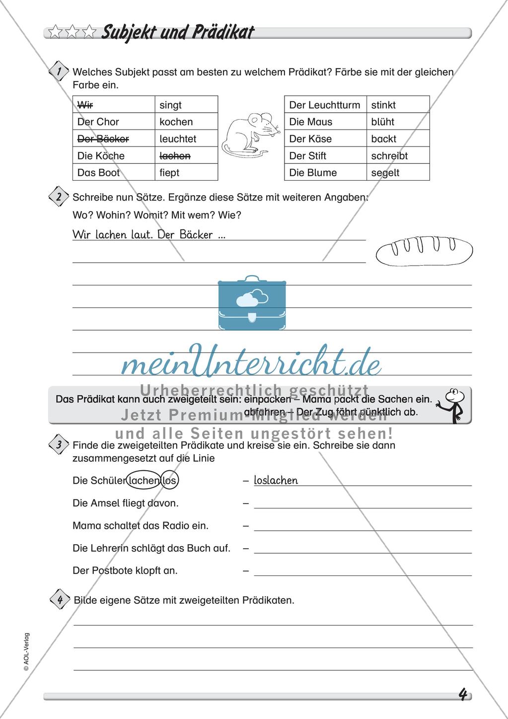 Wort und Wortarten: Subjekt und Prädikat Preview 6