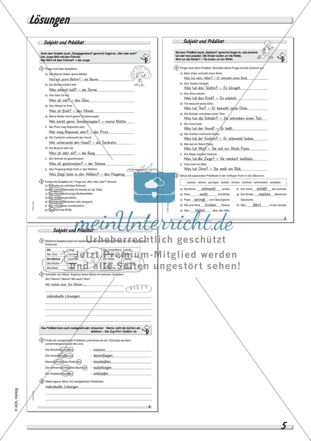 Wort und Wortarten: Subjekt und Prädikat Preview 7