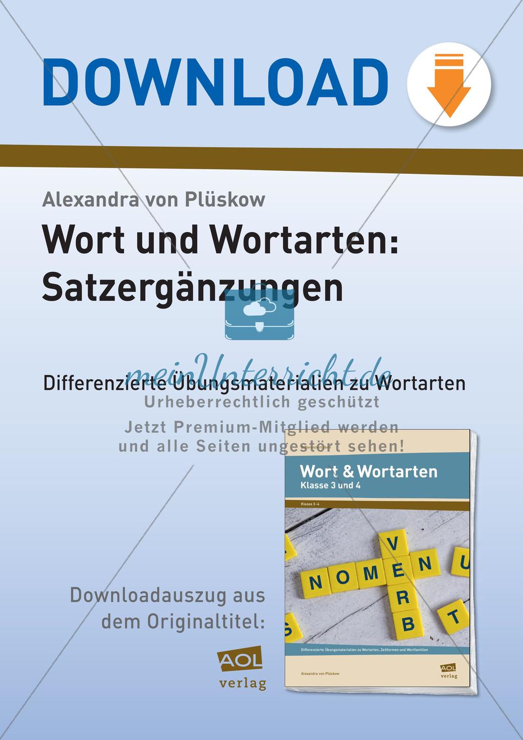 Wort und Wortarten: Satzergänzungen Preview 1