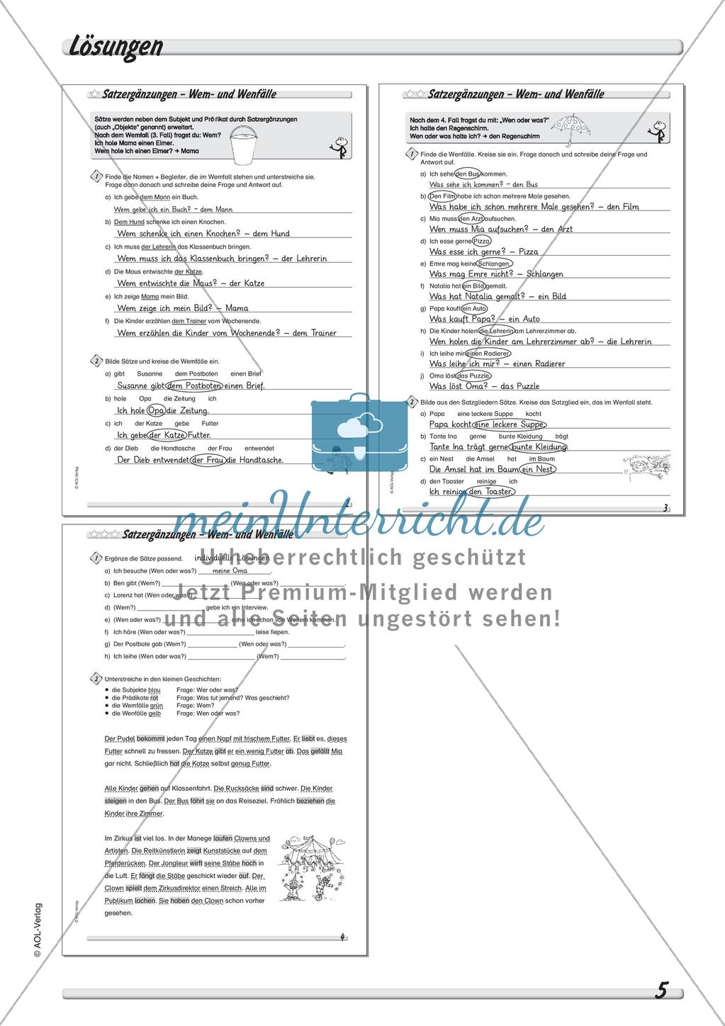 Wort und Wortarten: Satzergänzungen Preview 7