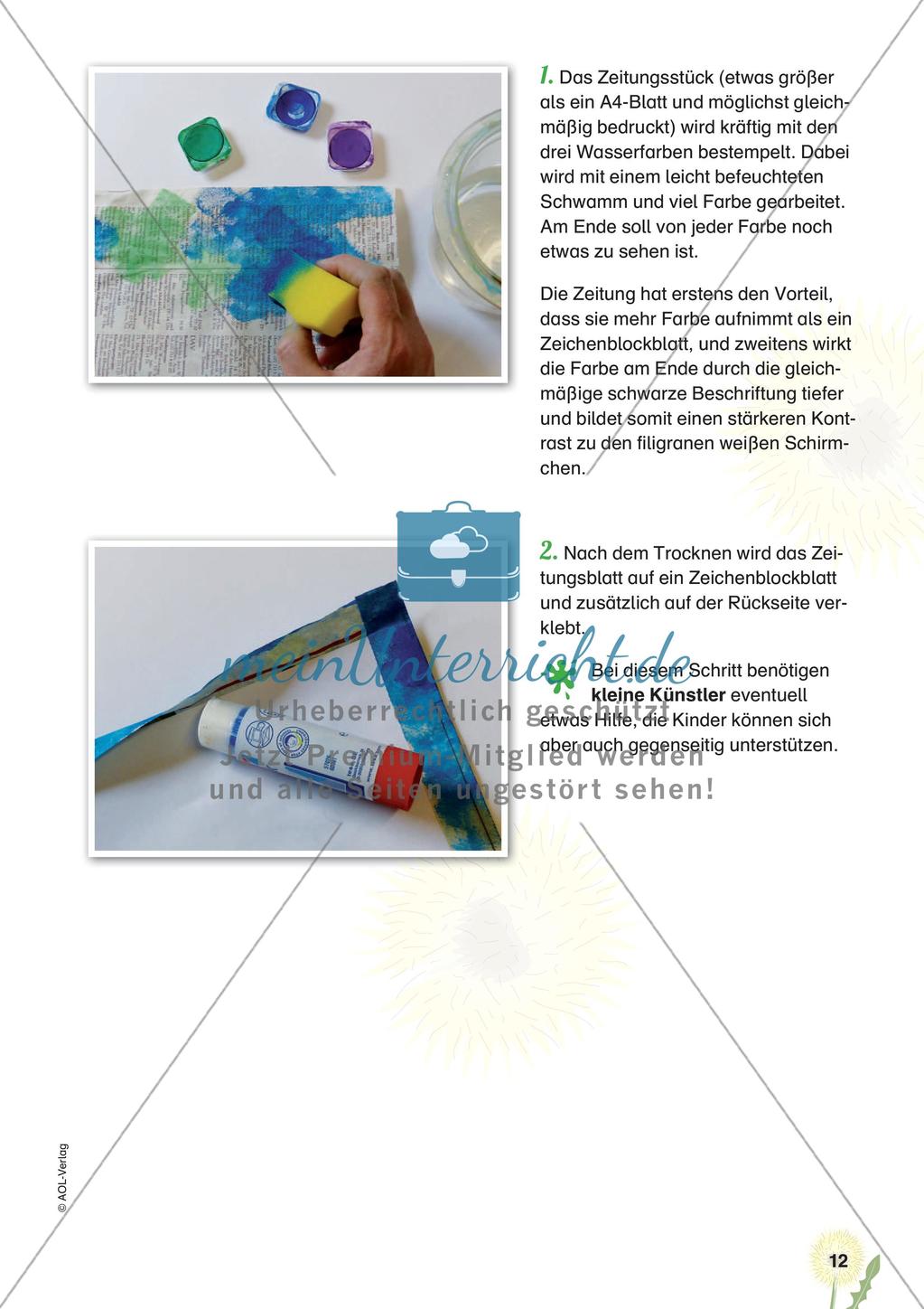 Stempeln und Drucken: Fliegende Schirmchen Preview 14