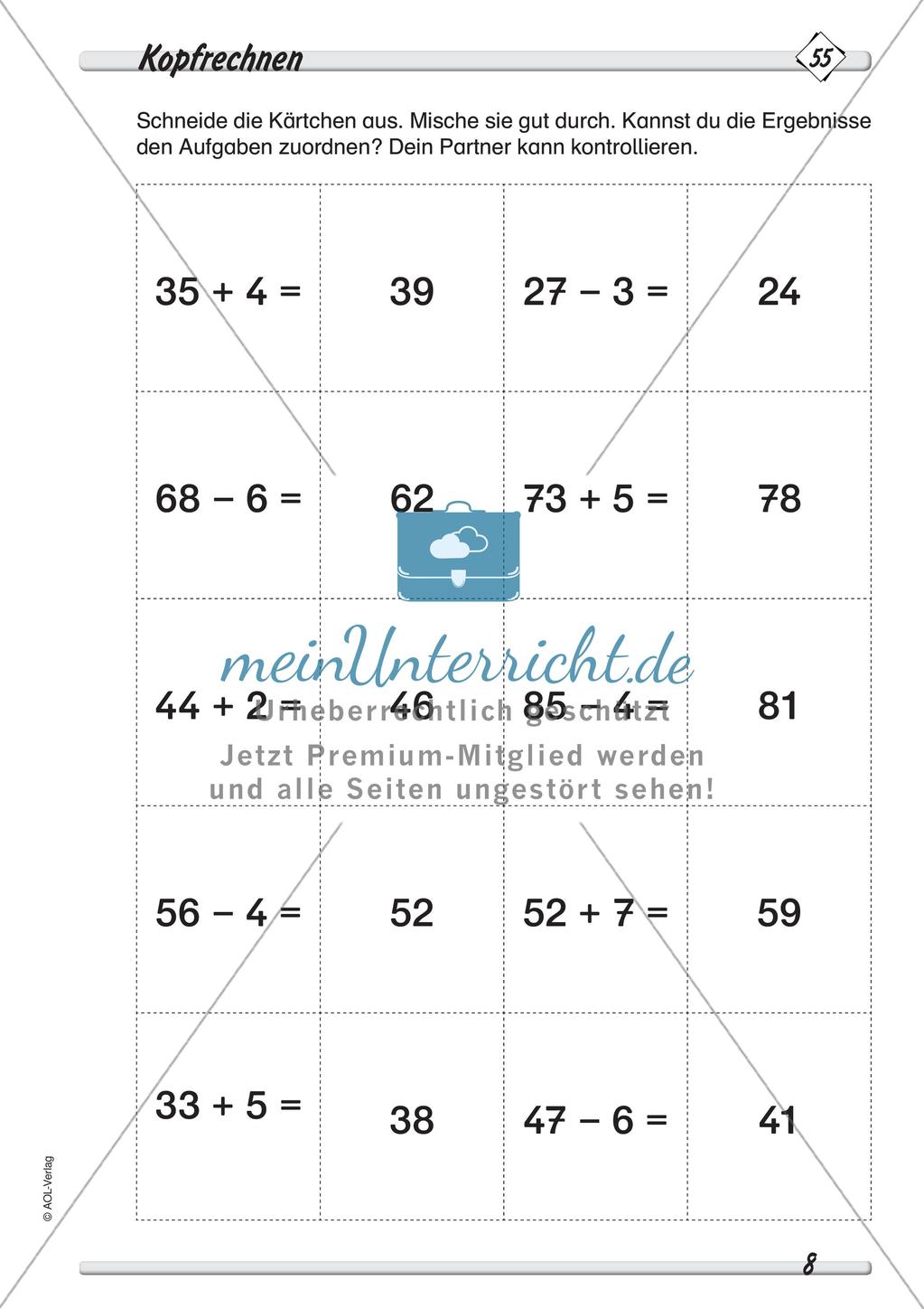 Addition und Subtraktion im Zahlenraum bis 100: Teil 1 Preview 10