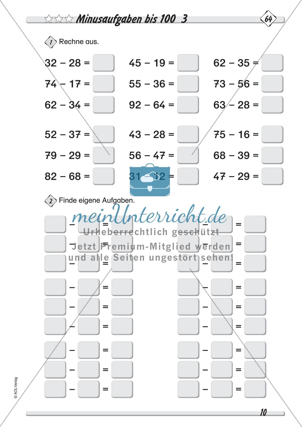 Addition und Subtraktion im Zahlenraum bis 100: Teil 2 Preview 12